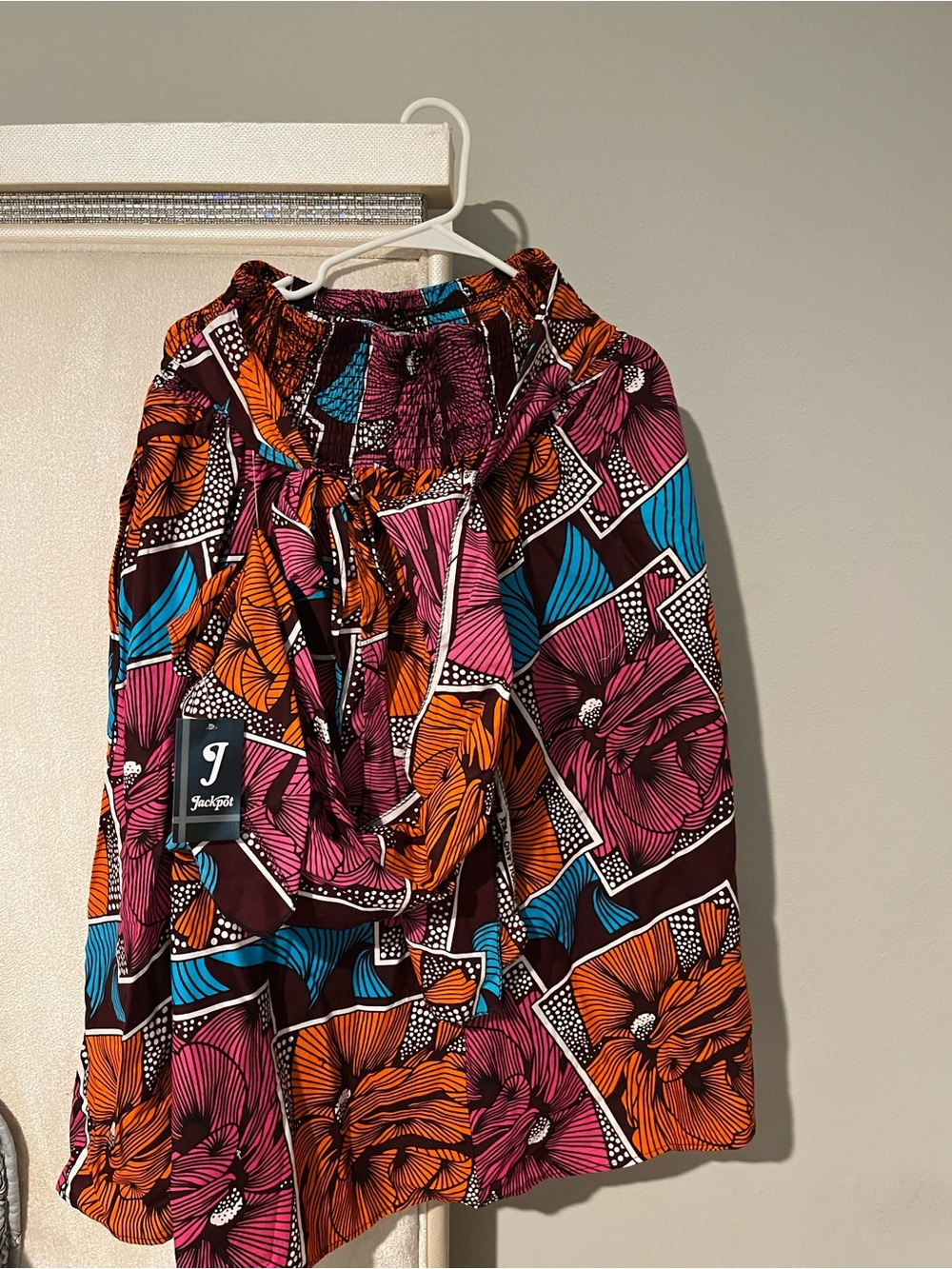 Jack by BB Dakota Floral Patchwork A-Line Skirt in Pink, Orange & Blue